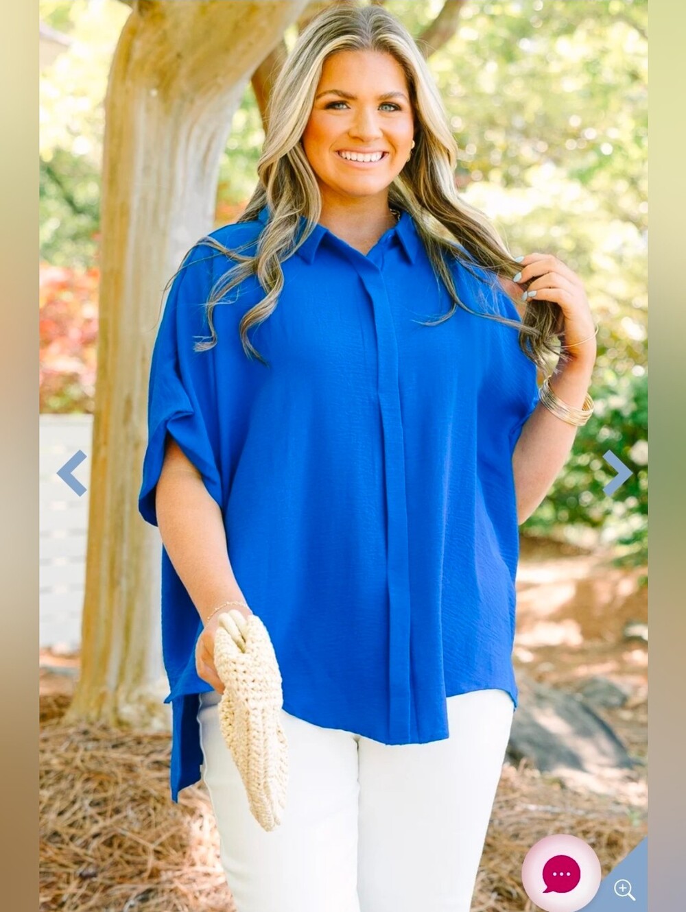 NEW!! Umgee Bright Blue Women's Collared Tunic Blouse, NWT